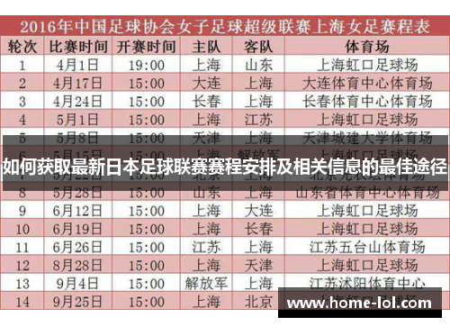 如何获取最新日本足球联赛赛程安排及相关信息的最佳途径